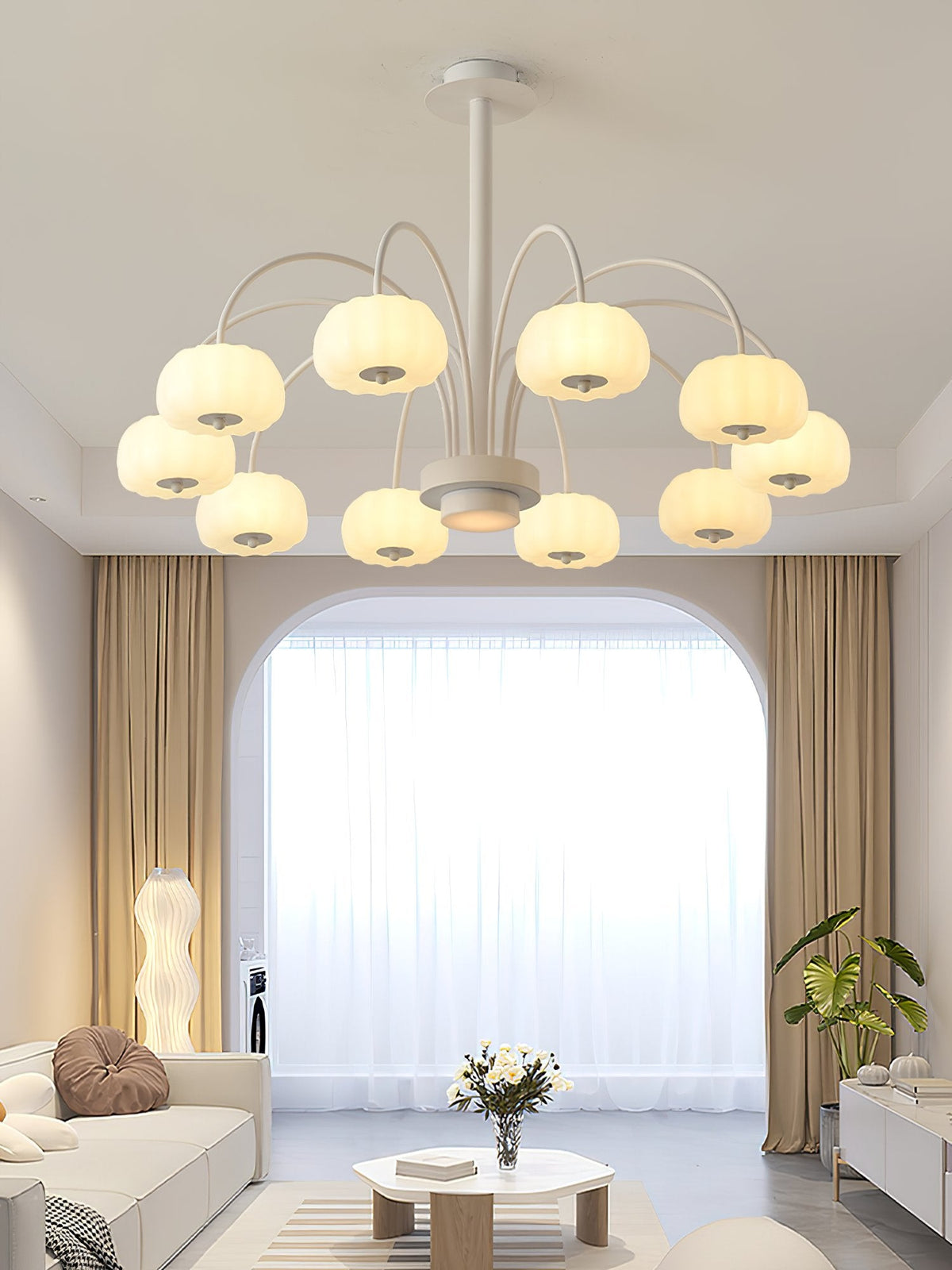 French Cream Pumpkin Chandelier