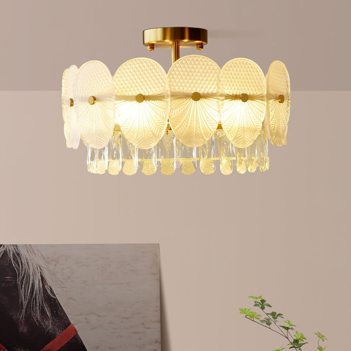 French Retro Crystal Ceiling Lamp
