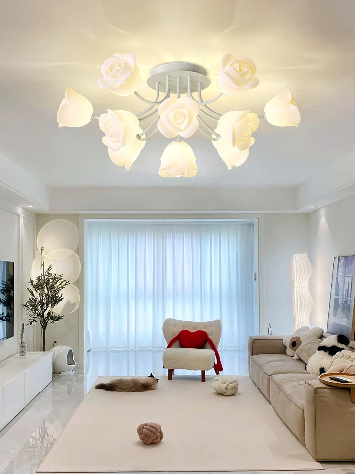 French Romantic Rose Ceiling Lamp