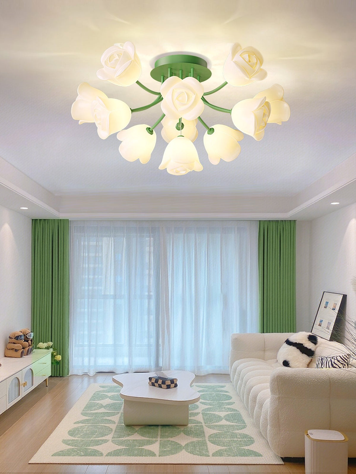 French Romantic Rose Ceiling Lamp