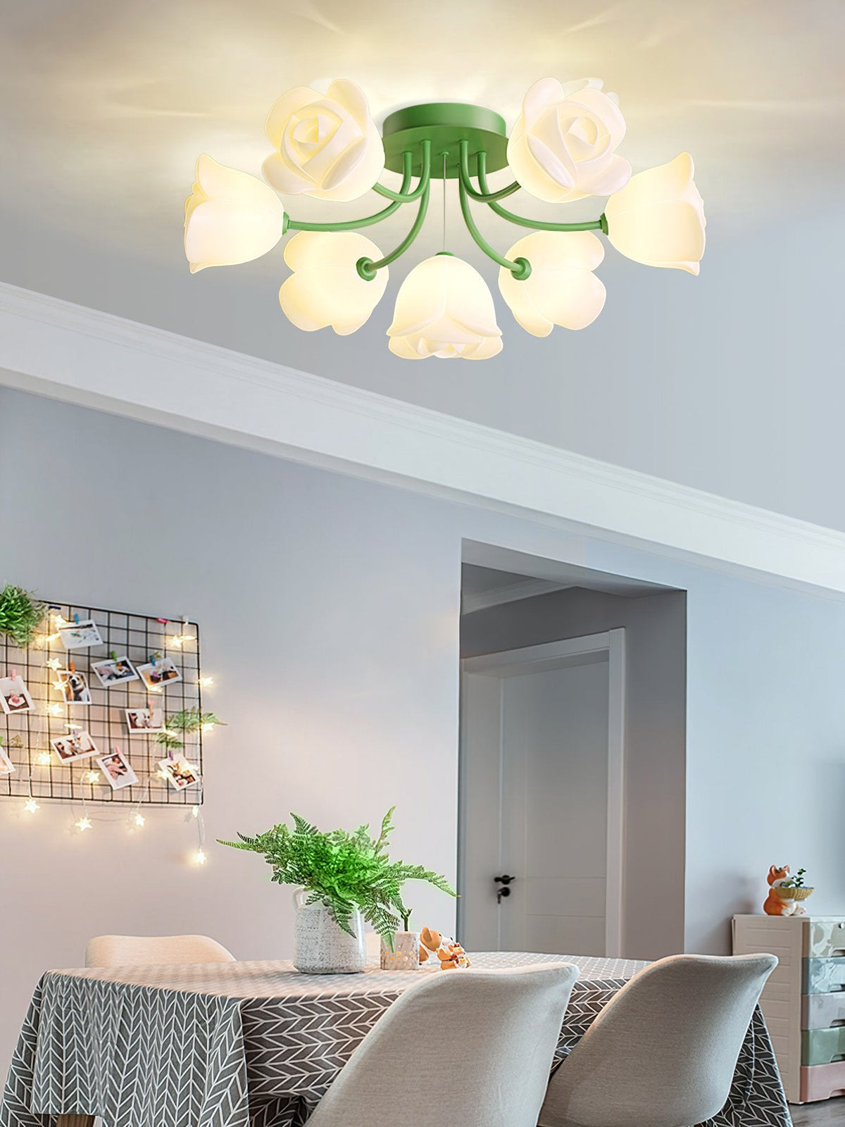 French Romantic Rose Ceiling Lamp