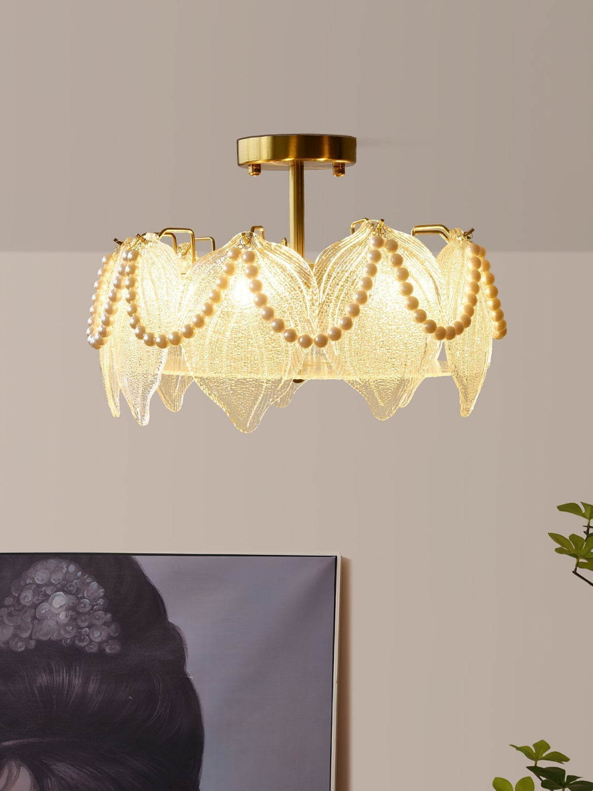 French Style Pearl Glass Chandelier