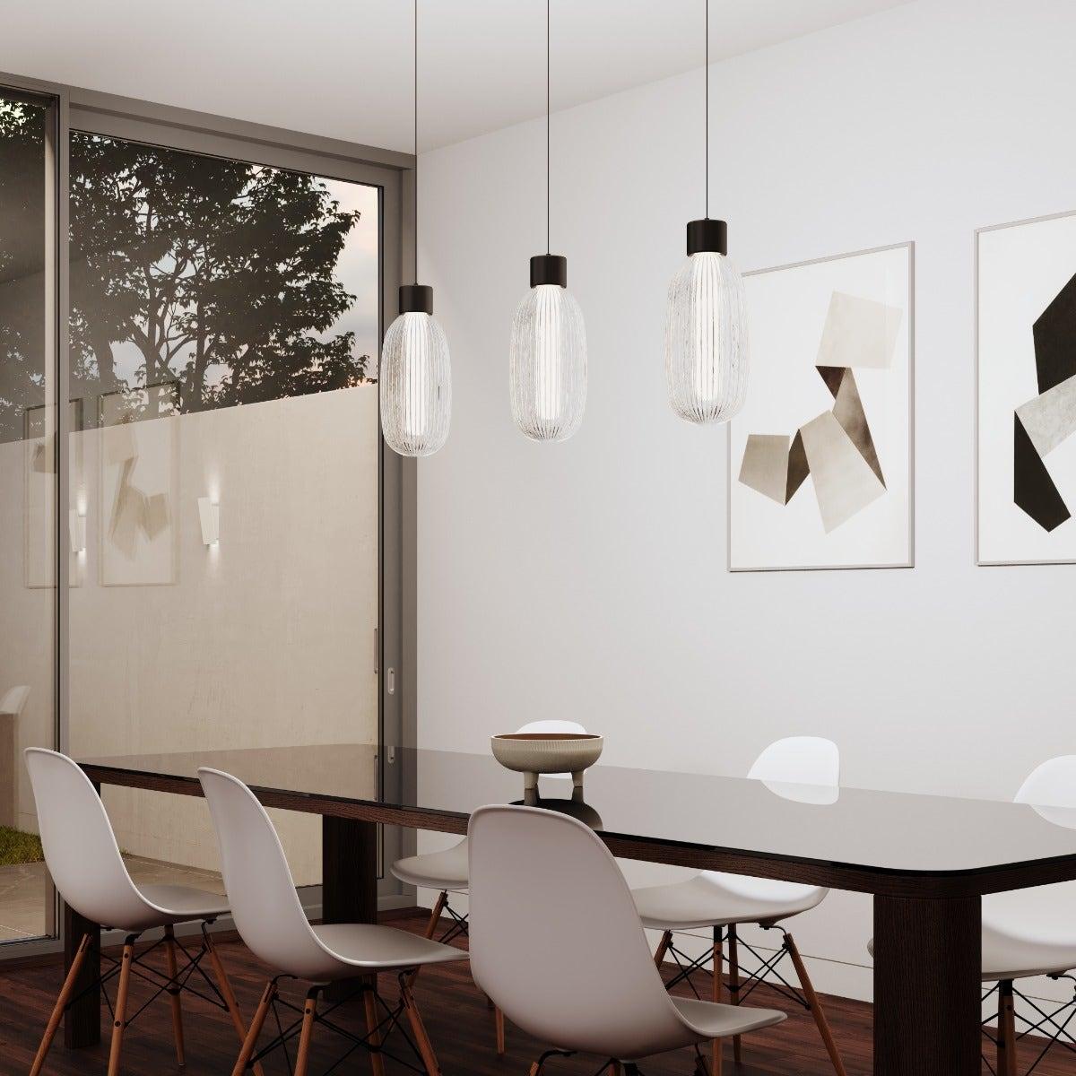 Friso LED Pendant Light – Ribbed Glass Modern Hanging Lamp