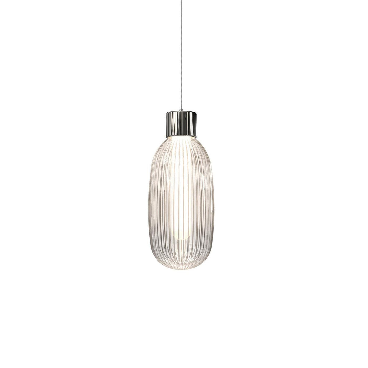 Friso LED Pendant Light – Ribbed Glass Modern Hanging Lamp