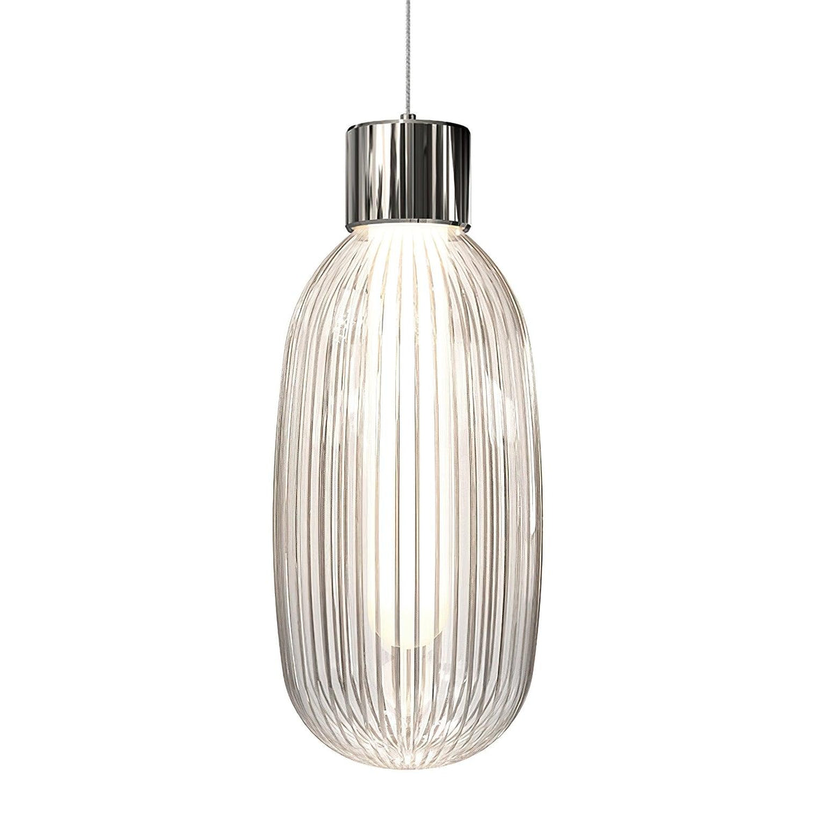 Friso LED Pendant Light – Ribbed Glass Modern Hanging Lamp