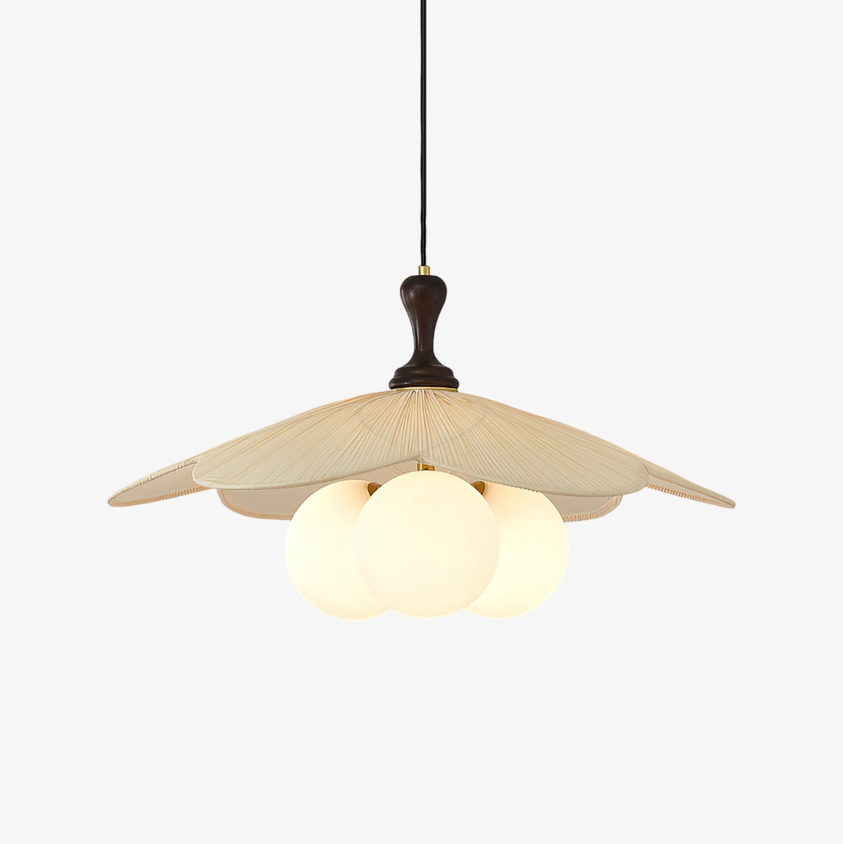 Froselia Pendant Light – Frosted Glass & Walnut Wood Modern Hanging Lamp
