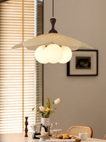 Froselia Pendant Light – Frosted Glass & Walnut Wood Modern Hanging Lamp