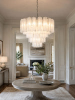 Frosted Glass Cascade Chandelier – Modern Murano Style Pendant Light