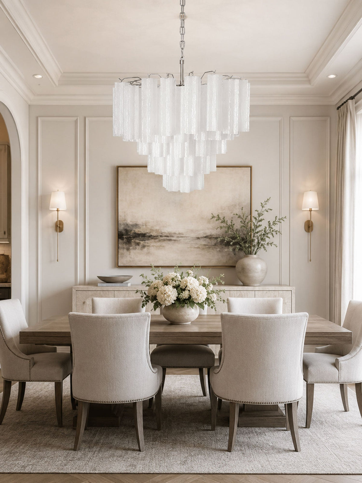 Frosted Glass Cascade Chandelier – Modern Murano Style Pendant Light