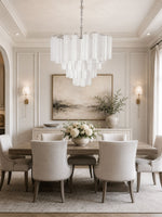 Frosted Glass Cascade Chandelier – Modern Murano Style Pendant Light