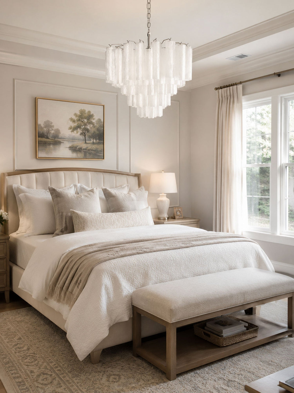 Frosted Glass Cascade Chandelier – Modern Murano Style Pendant Light