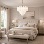 Frosted Glass Cascade Chandelier – Modern Murano Style Pendant Light