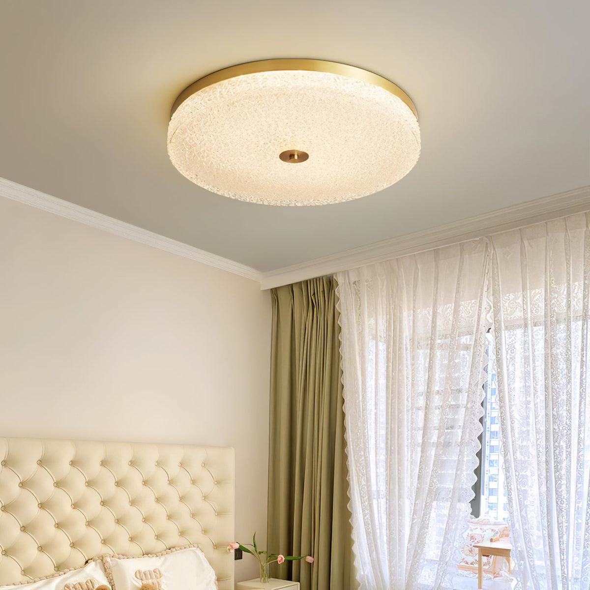 Frosted Dawn Ceiling Light – Modern Flush Mount LED Lamp for Bedroom & Living Room