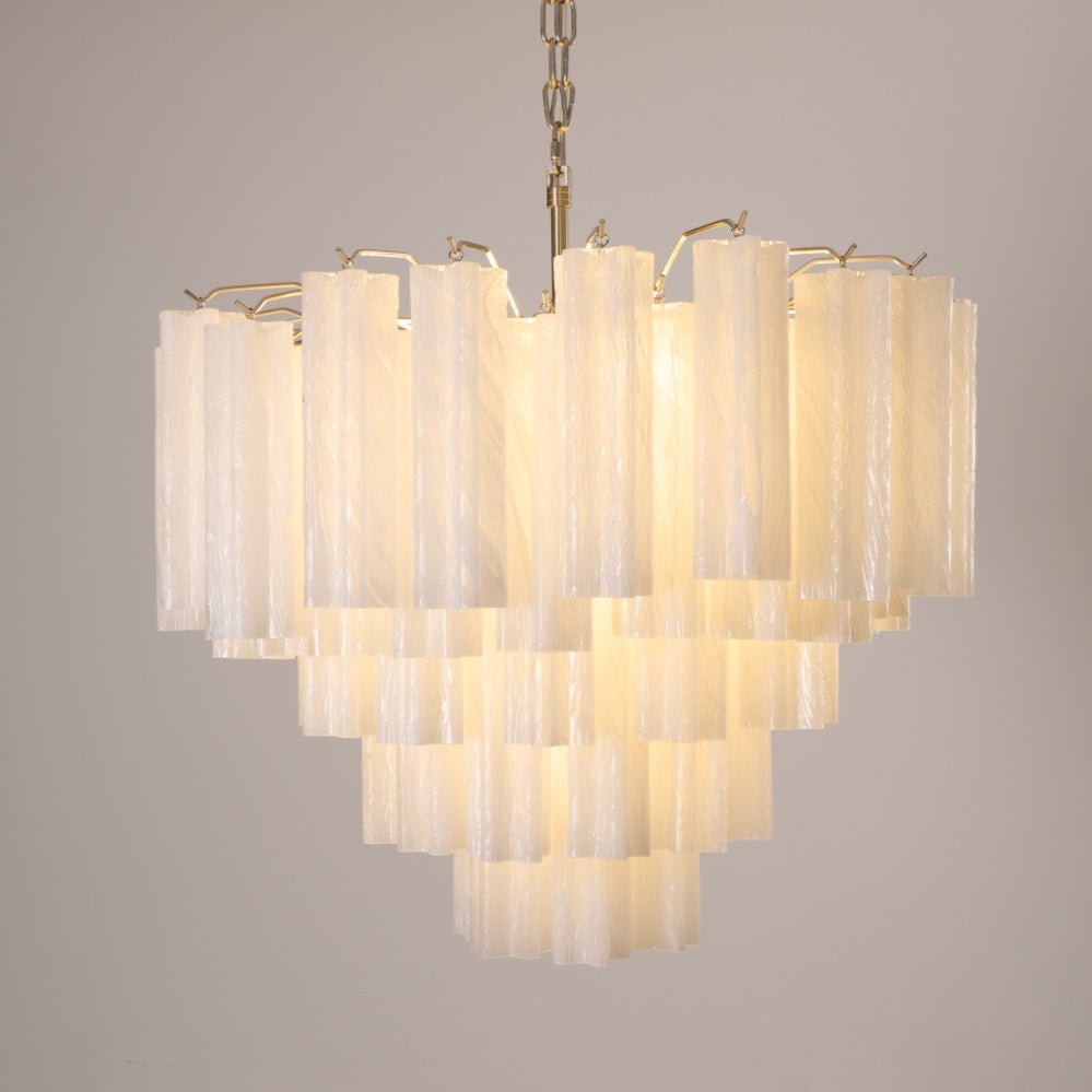 Frosted Glass Cascade Chandelier – Modern Murano Style Pendant Light