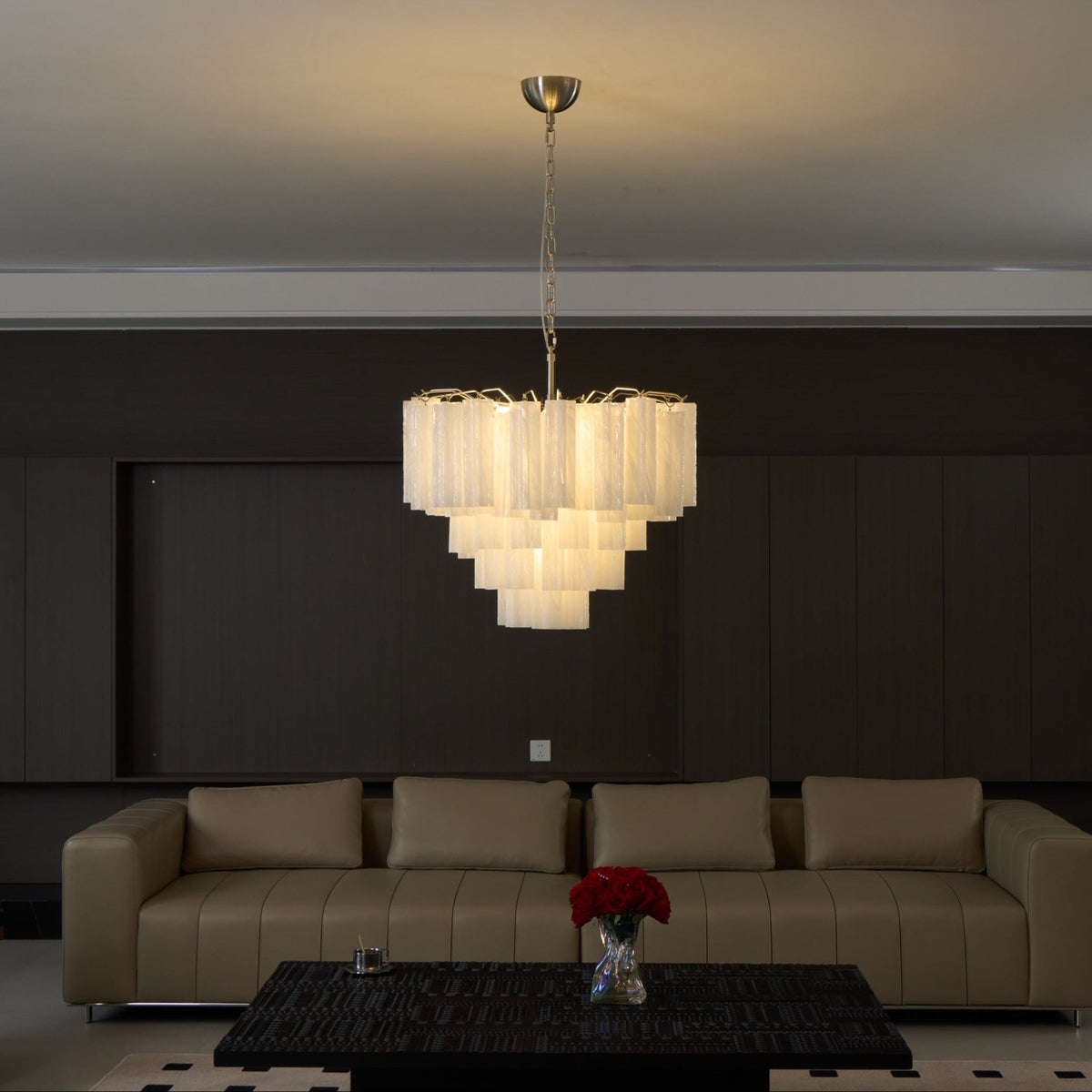Frosted Glass Cascade Chandelier – Modern Murano Style Pendant Light