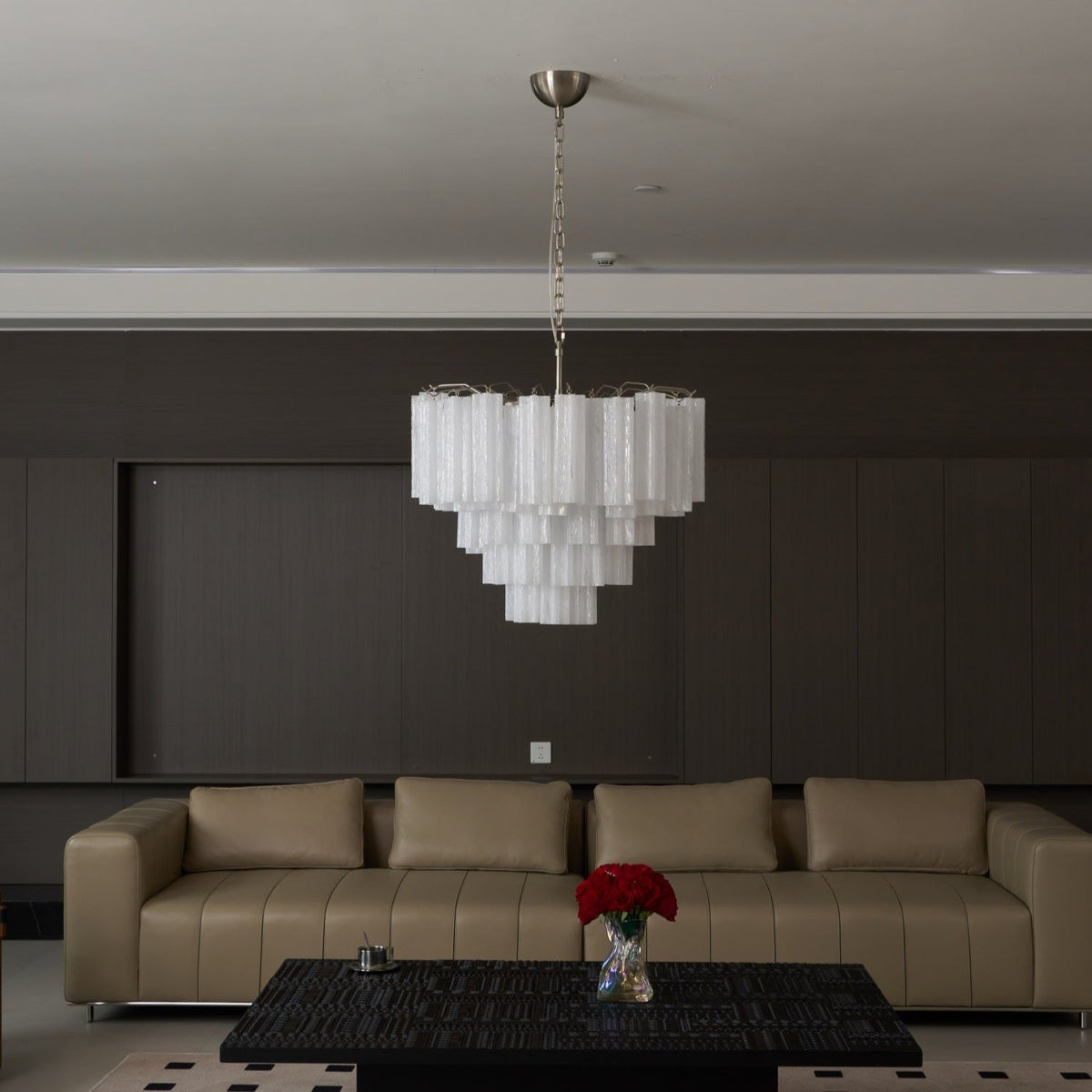 Frosted Glass Cascade Chandelier – Modern Murano Style Pendant Light
