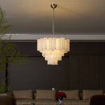 Frosted Glass Cascade Chandelier – Modern Murano Style Pendant Light