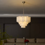 Frosted Glass Cascade Chandelier – Modern Murano Style Pendant Light