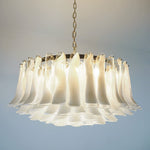 Petals Frosted Glass Chandelier in White | Modern Designer Lighting