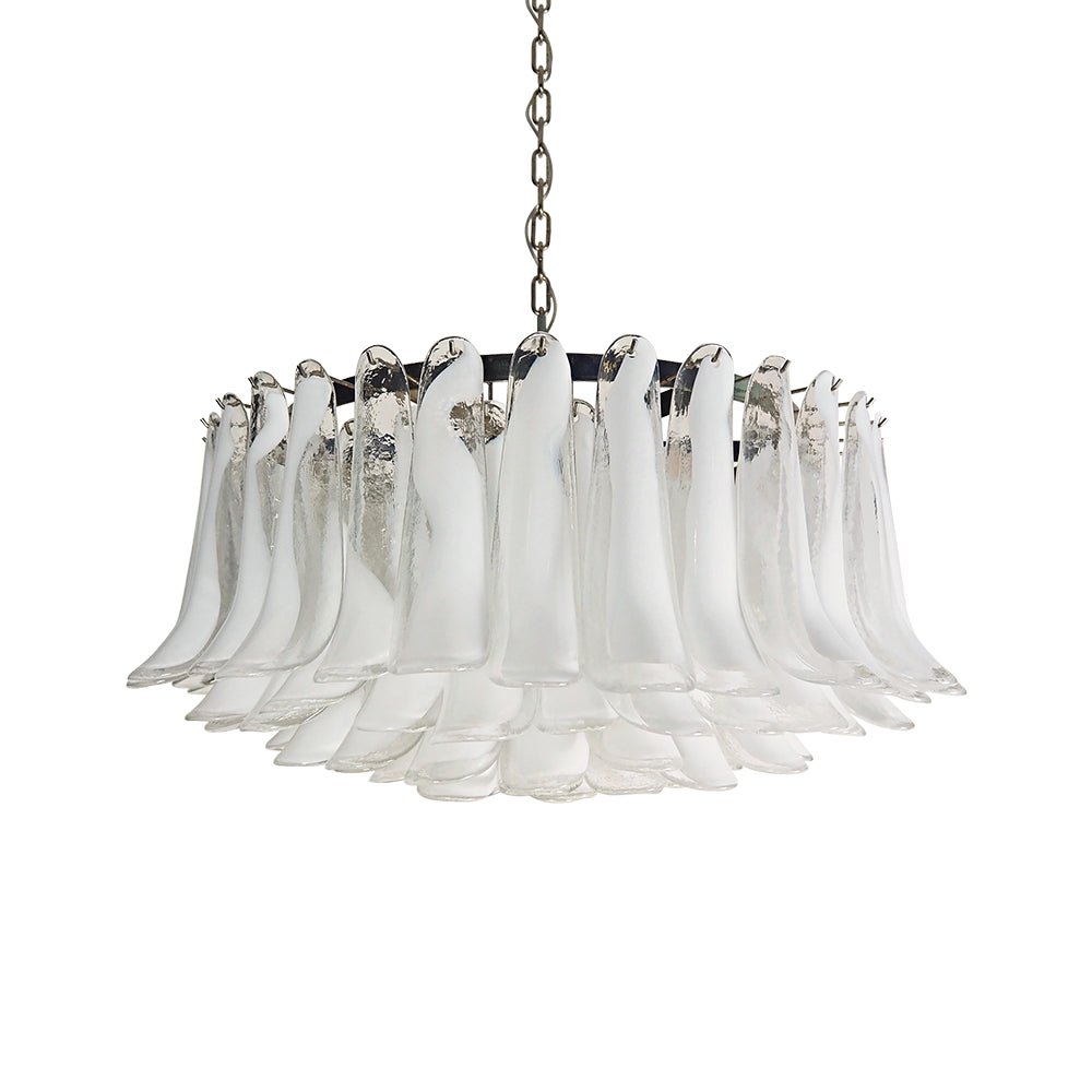 Petals Frosted Glass Chandelier in White | Modern Designer Lighting