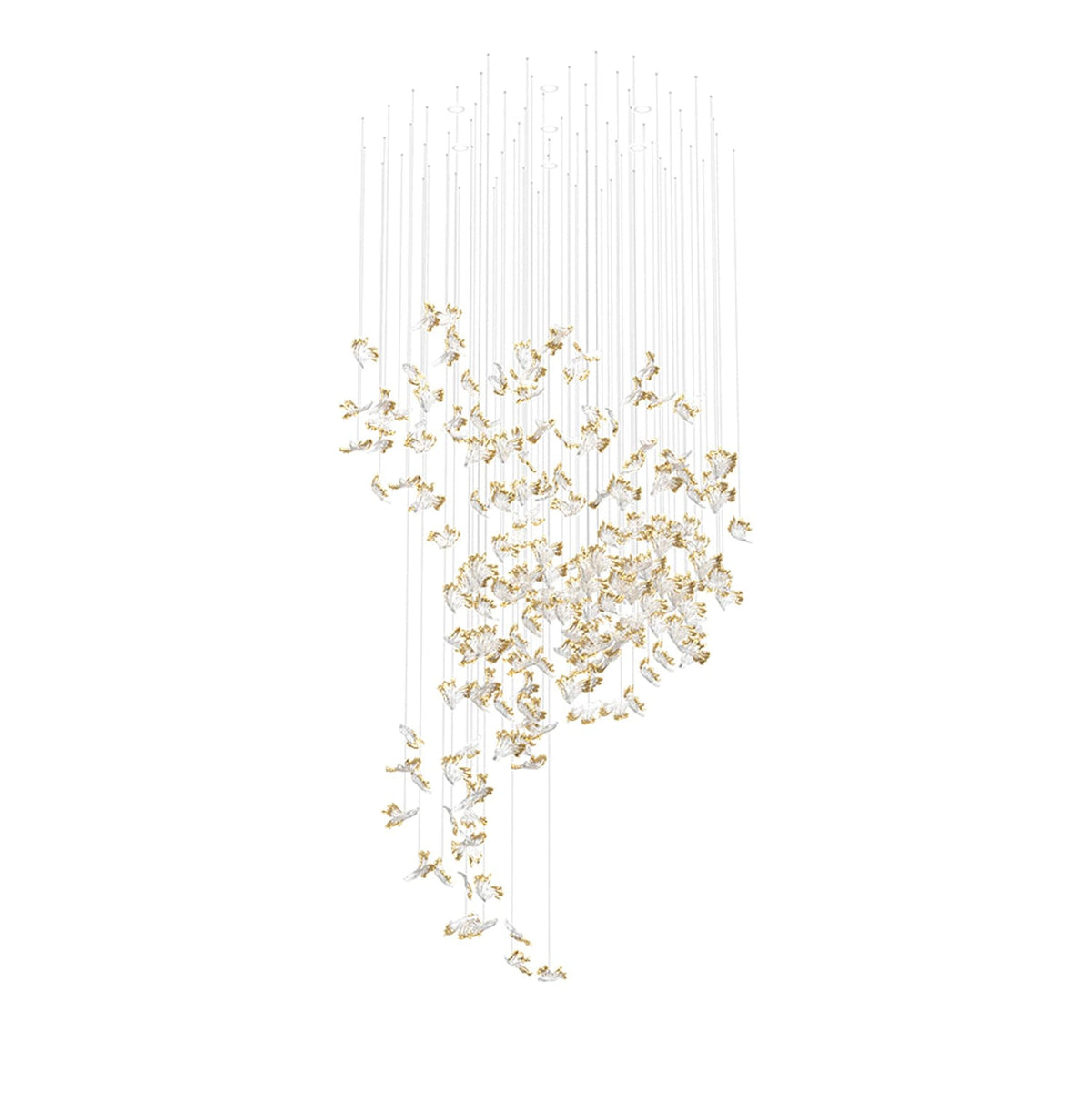 Frosted Petals Frozen Crystal Chandelier – Modern Designer Hanging Light for Living Room, Dining Room, and Hotel Interiors