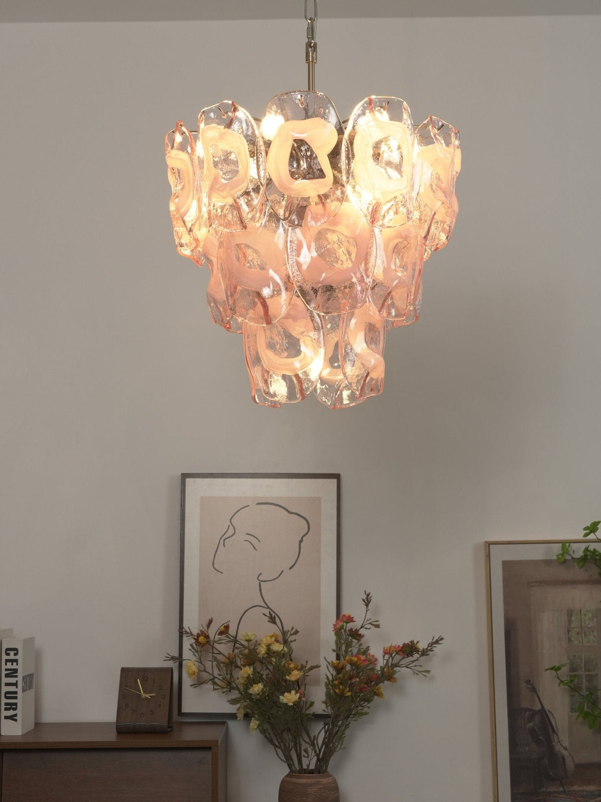Frostelle Glass Chandelier – Hand-Cast Murano Style Pendant for Dining & Living Rooms