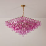 Fuchsia Prism Empire Chandelier – Hand-Blown Glass Pendant Light