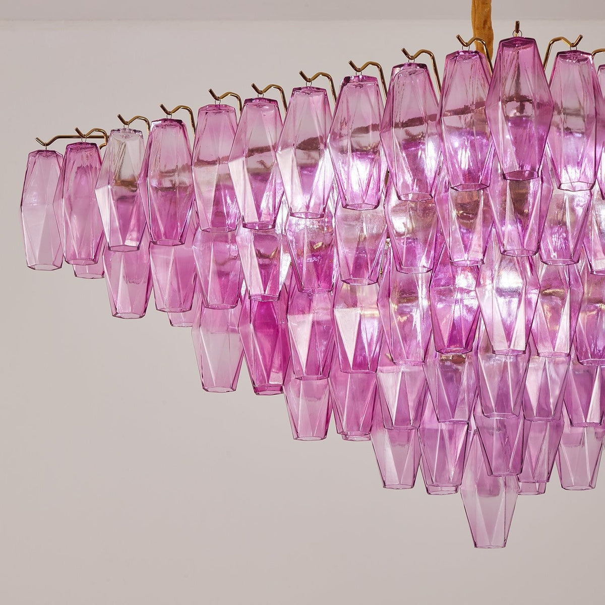 Fuchsia Prism Empire Chandelier – Hand-Blown Glass Pendant Light