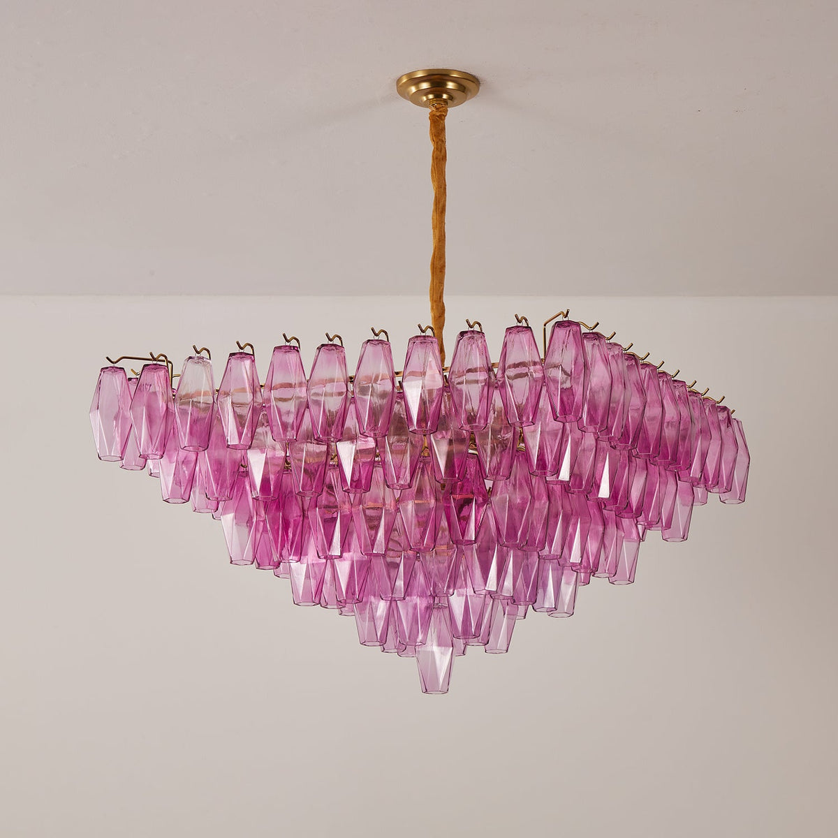Fuchsia Prism Empire Chandelier – Hand-Blown Glass Pendant Light