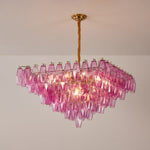 Fuchsia Prism Empire Chandelier – Hand-Blown Glass Pendant Light