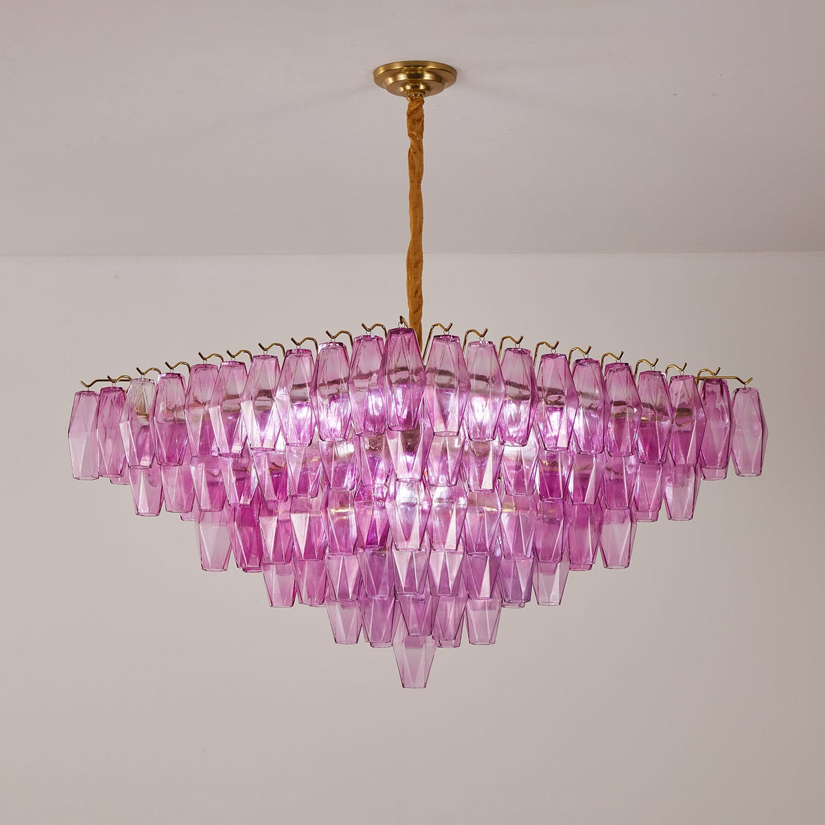 Fuchsia Prism Empire Chandelier – Hand-Blown Glass Pendant Light