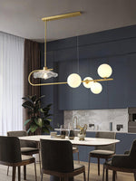 Fulesi Modern Glass Ball Linear Chandelier for Dining Room, Gold Finish