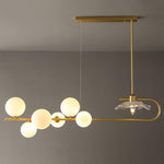 Fulesi Modern Glass Ball Linear Chandelier for Dining Room, Gold Finish