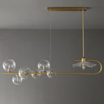 Fulesi Modern Glass Ball Linear Chandelier for Dining Room, Gold Finish