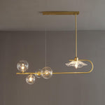 Fulesi Modern Glass Ball Linear Chandelier for Dining Room, Gold Finish