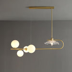 Fulesi Modern Glass Ball Linear Chandelier for Dining Room, Gold Finish