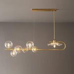 Fulesi Modern Glass Ball Linear Chandelier for Dining Room, Gold Finish