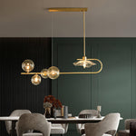 Fulesi Modern Glass Ball Linear Chandelier for Dining Room, Gold Finish