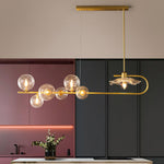 Fulesi Modern Glass Ball Linear Chandelier for Dining Room, Gold Finish