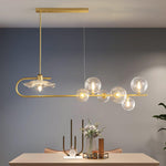 Fulesi Modern Glass Ball Linear Chandelier for Dining Room, Gold Finish
