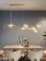Fulesi Modern Glass Ball Linear Chandelier for Dining Room, Gold Finish