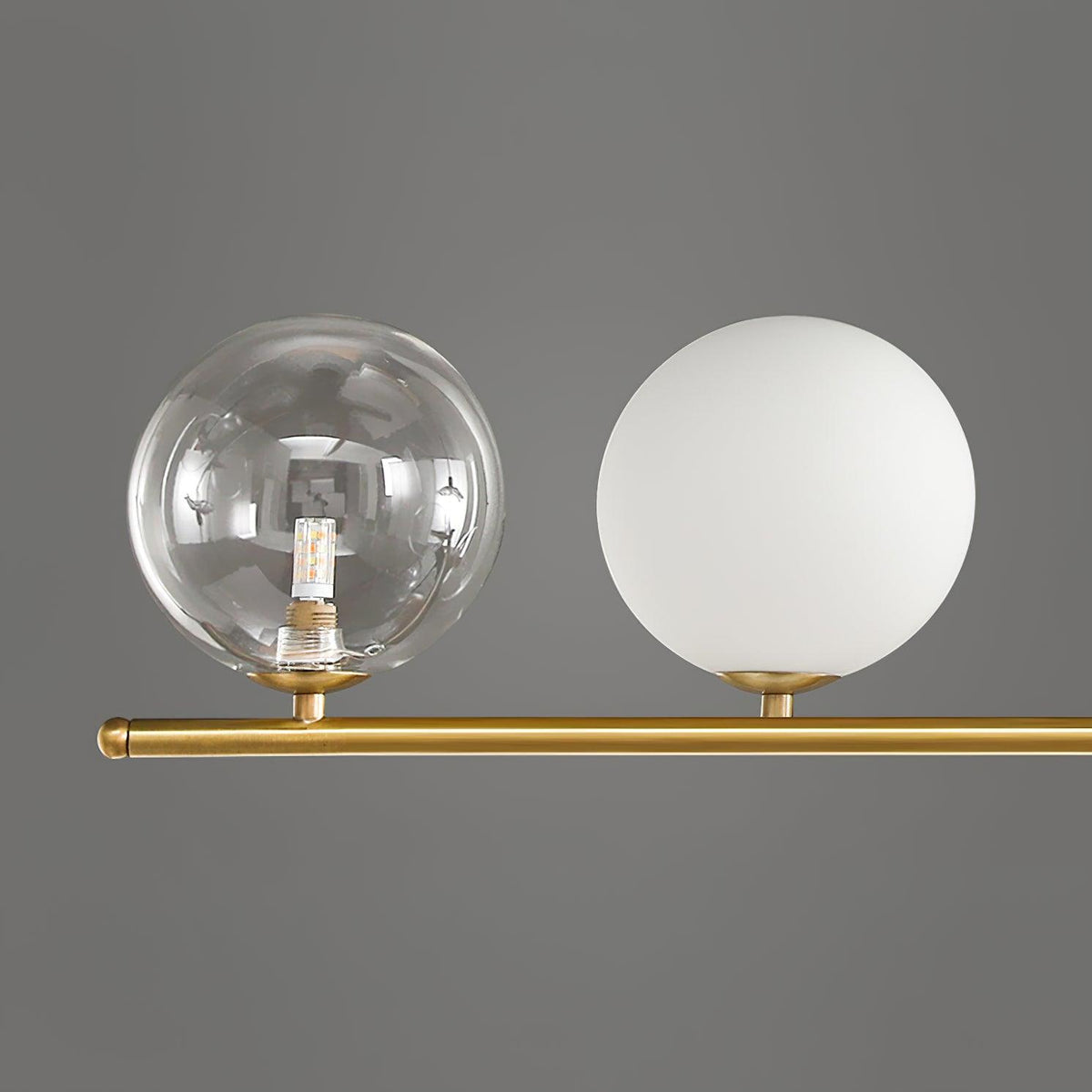 Fulesi Modern Glass Ball Linear Chandelier for Dining Room, Gold Finish