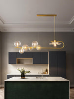 Fulesi Modern Glass Ball Linear Chandelier for Dining Room, Gold Finish