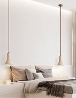 Funnel Travertine Pendant Light – Natural Stone Modern Hanging Lamp