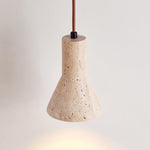 Funnel Travertine Pendant Light – Natural Stone Modern Hanging Lamp