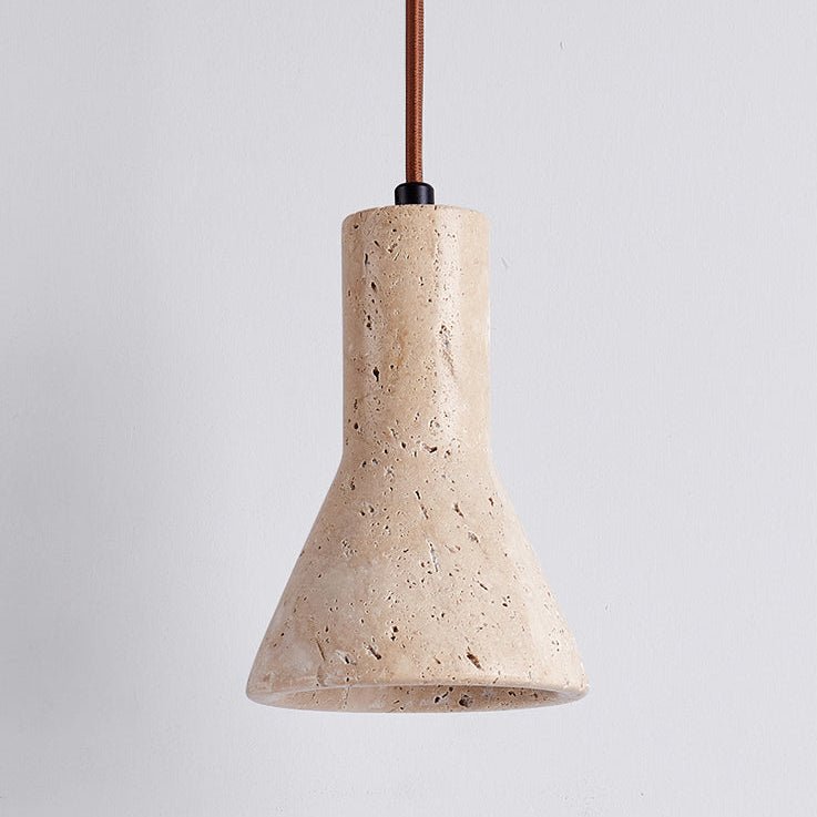 Funnel Travertine Pendant Light – Natural Stone Modern Hanging Lamp