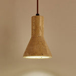 Funnel Travertine Pendant Light – Natural Stone Modern Hanging Lamp