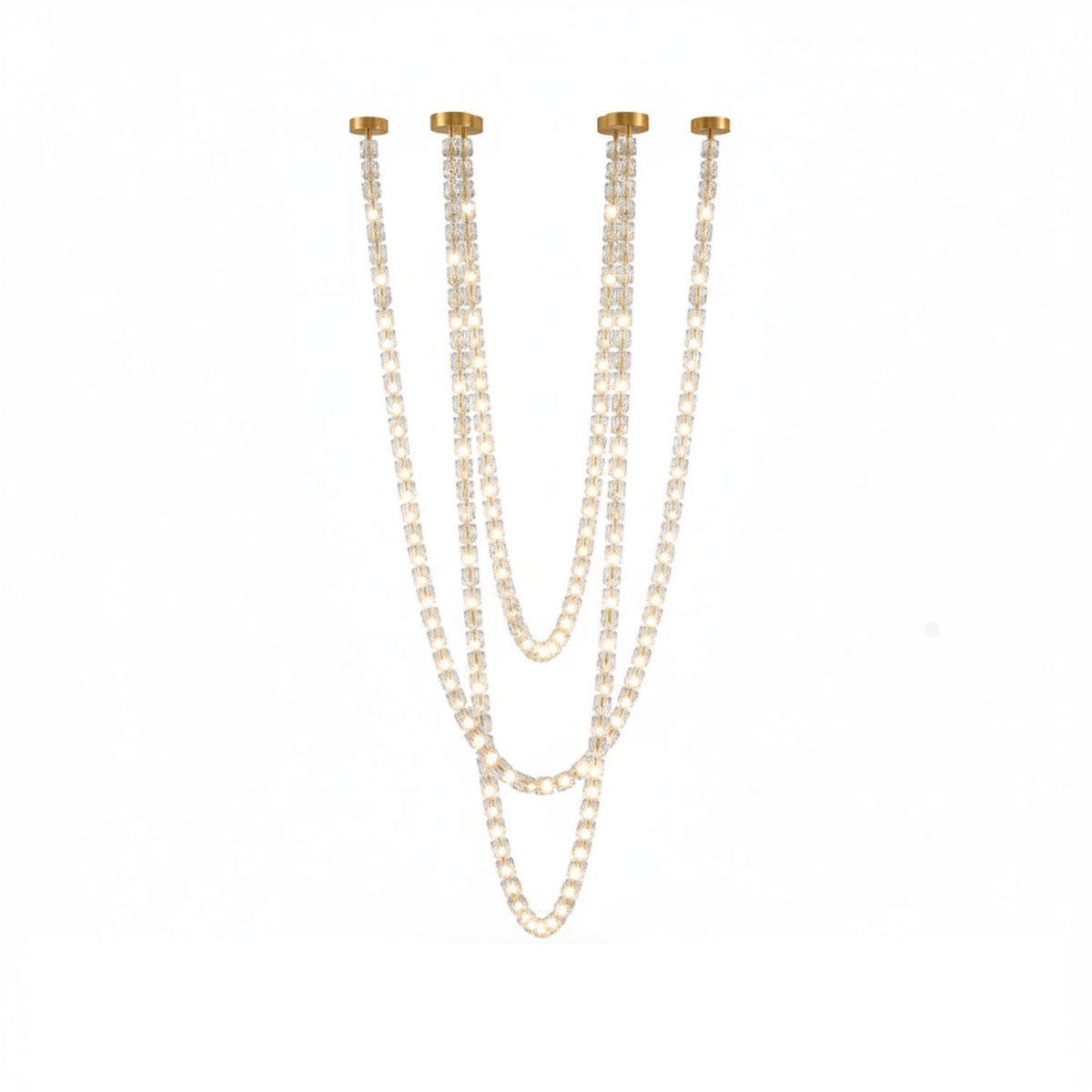 Gabriel Gold Crystal Chandelier – Sculptural LED Pendant for Modern Interiors