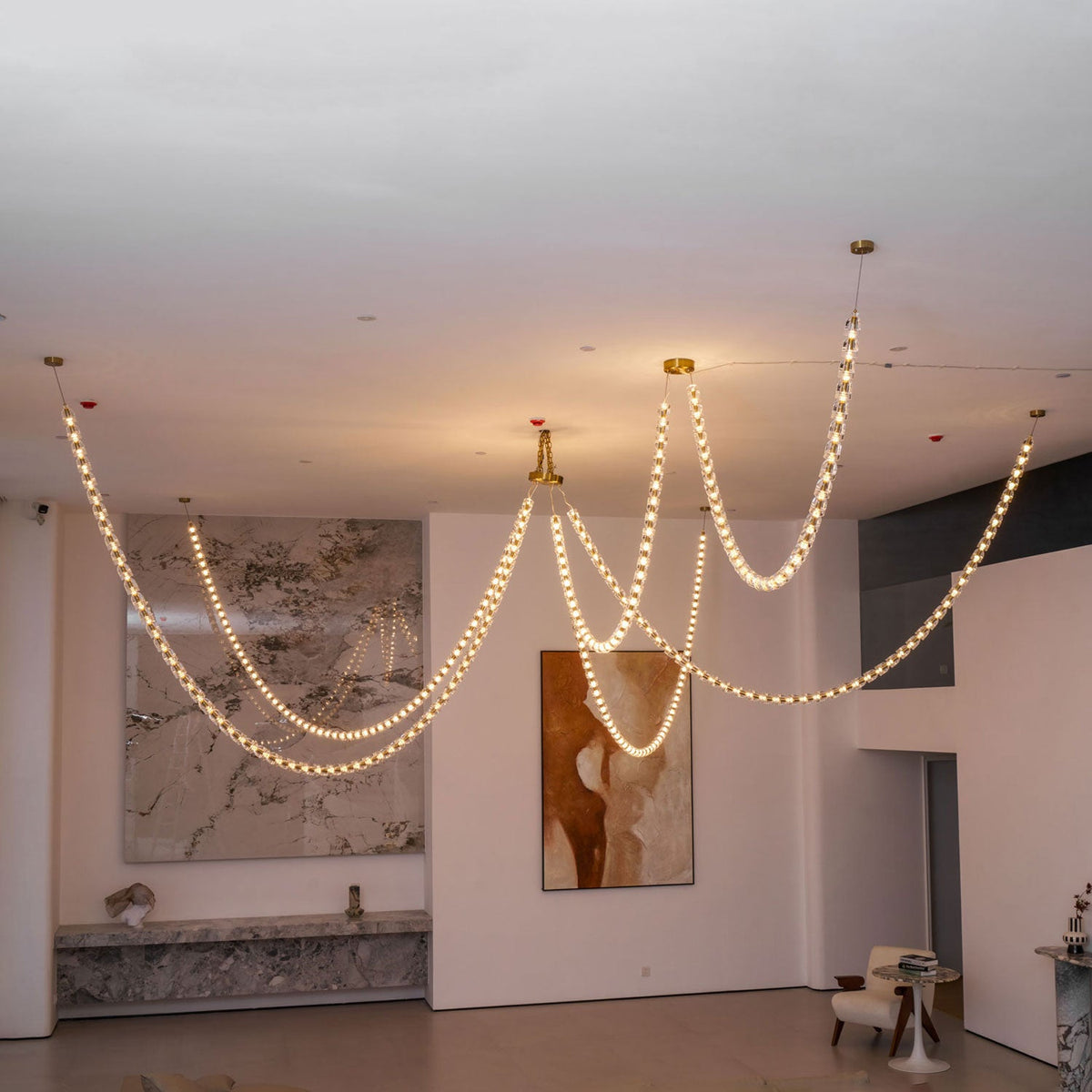 Gabriel Gold Crystal Chandelier – Sculptural LED Pendant for Modern Interiors
