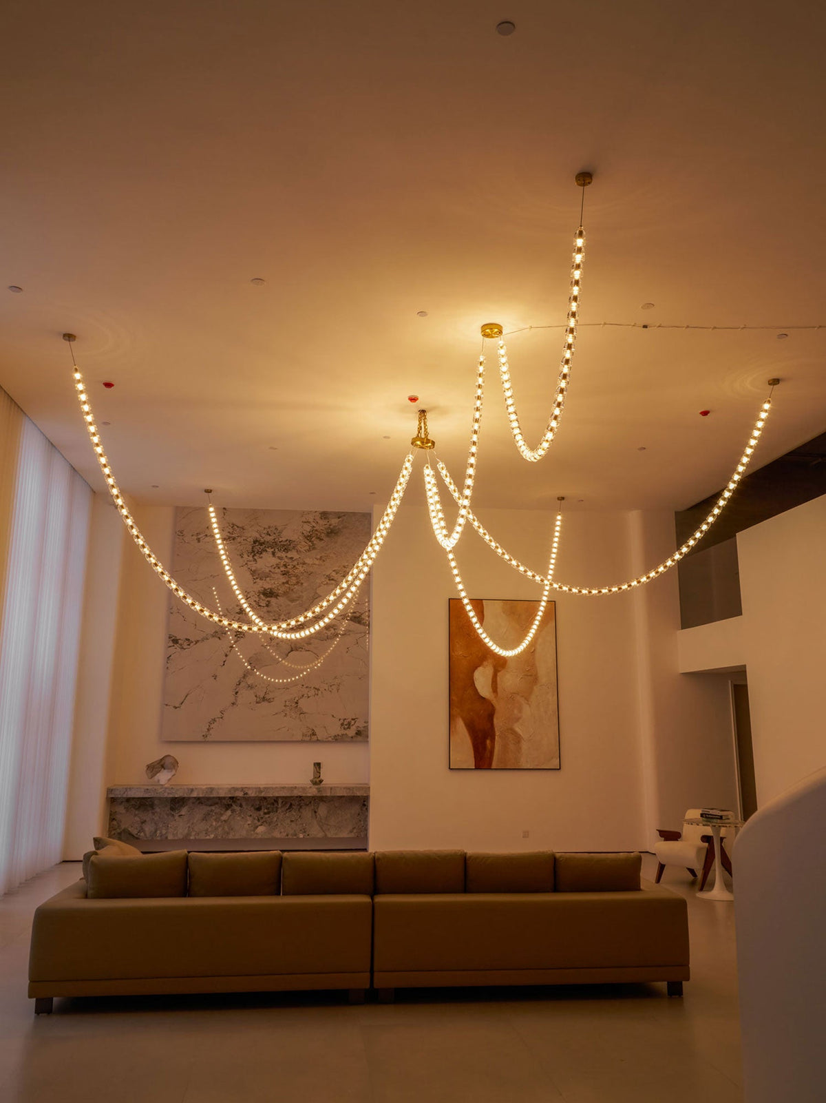 Gabriel Gold Crystal Chandelier – Sculptural LED Pendant for Modern Interiors